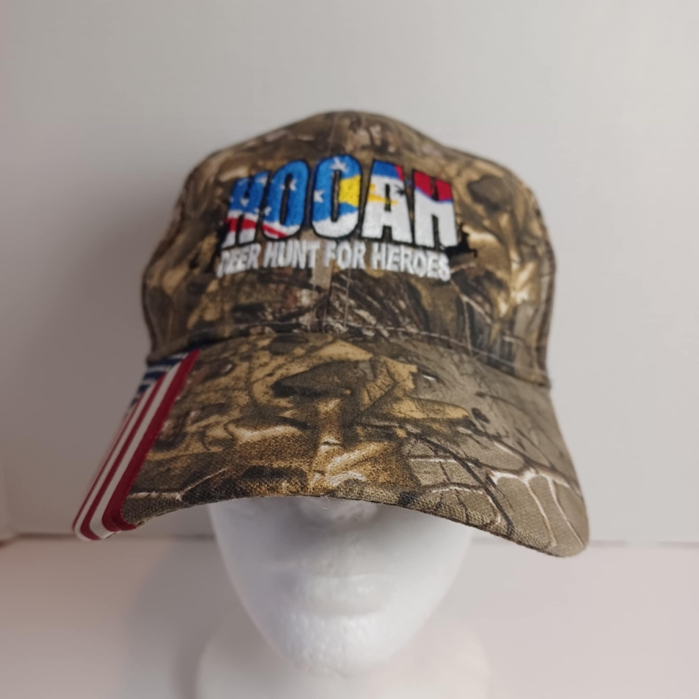 Hooah Deer Hunt For Heroes Cap Camo American‎ Flag Patriotic Hat Adjustable